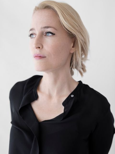 Portrait of Gillian Anderson from the 200 Women exhibition, photography by Kieran E. Scott