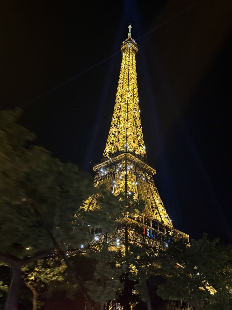 The Eiffel Tower illuminated at night
